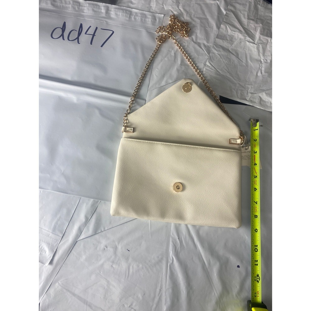 A‎ New Day Ivory Faux Leather Chain Strap Crossbody Clutch Purse